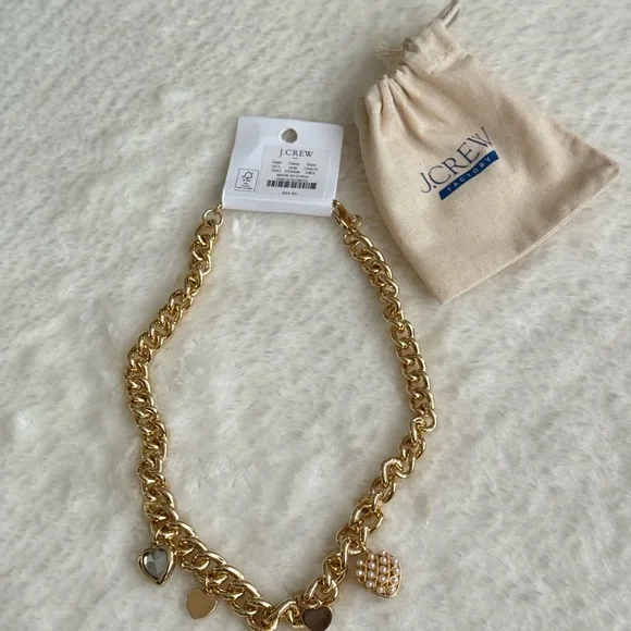 J. Crew Gold Necklace with Heart Charms - Picture 6 of 6
